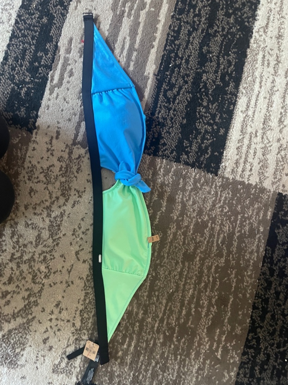 Reversible Blue & Mint Bikini Topper Victoria secret large nwt